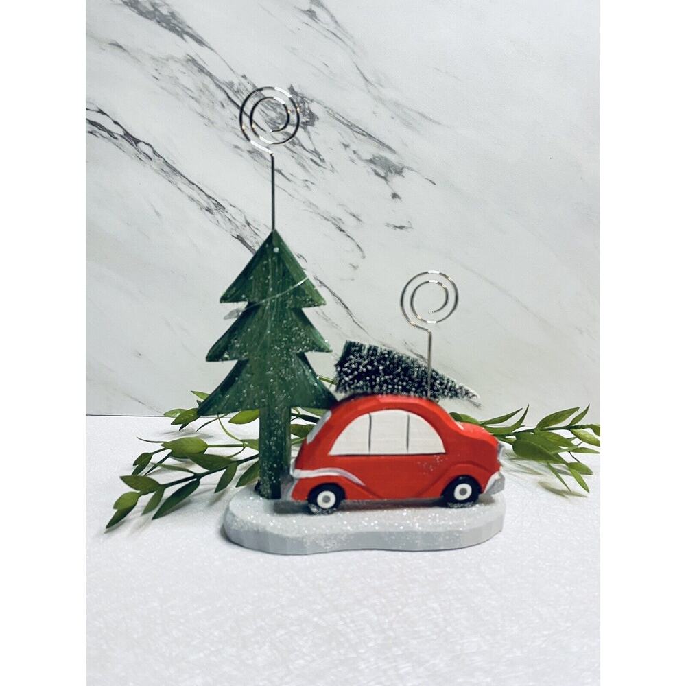 St. Nicholas Square Wood Car with Tree Photo Clips NWOT
